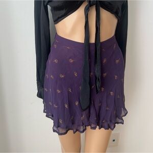 Purple Mini Skirt with Gold Motif